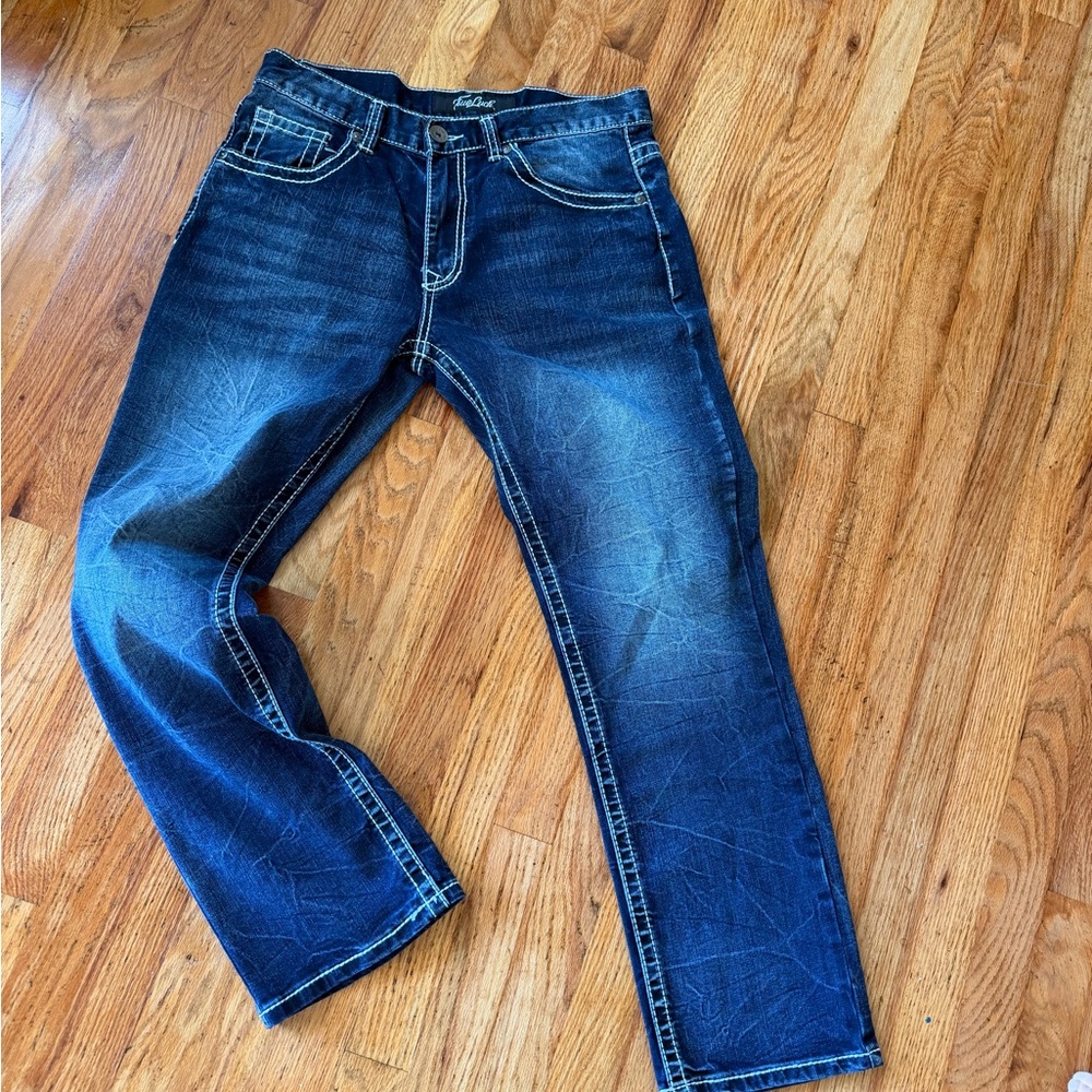 Men's Straight Jeans in Dark Washed Blue - Classic Straight Fit